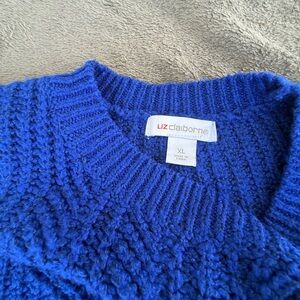 Liz Claiborne Cobalt Blue Chunky Knit Crewneck Sweater